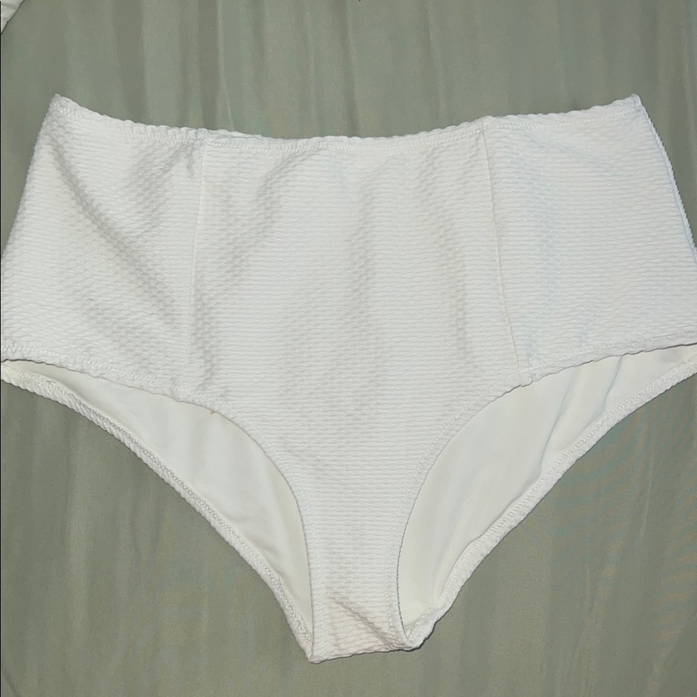 White High-Waisted Women's Swim Bottom
